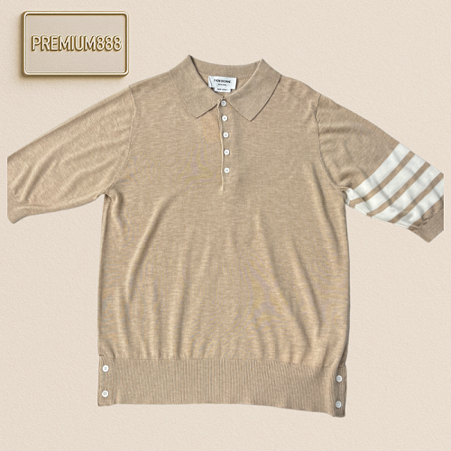 TB Cotton-Blended Silk-Wool Knitted Short-Sleeved Shirt Description