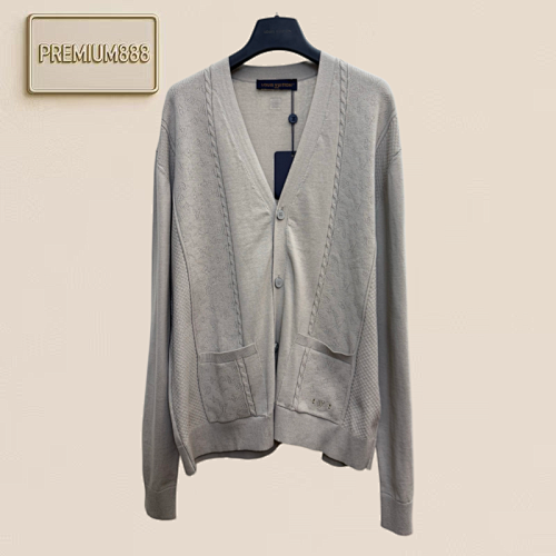 Louis Vuitton 26 SS Embroidered Mesh Ribbed Knit Cardigan