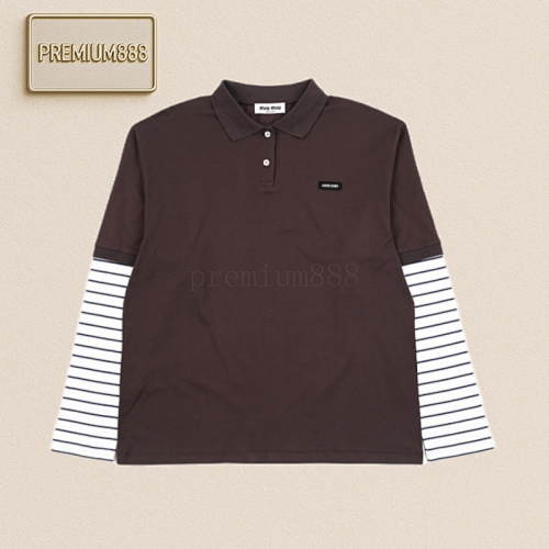 Miu Miu Dark Brown Main Fabric 60-count Double-ply Combed Long-staple Cotton Plain Weave 100 Cotto