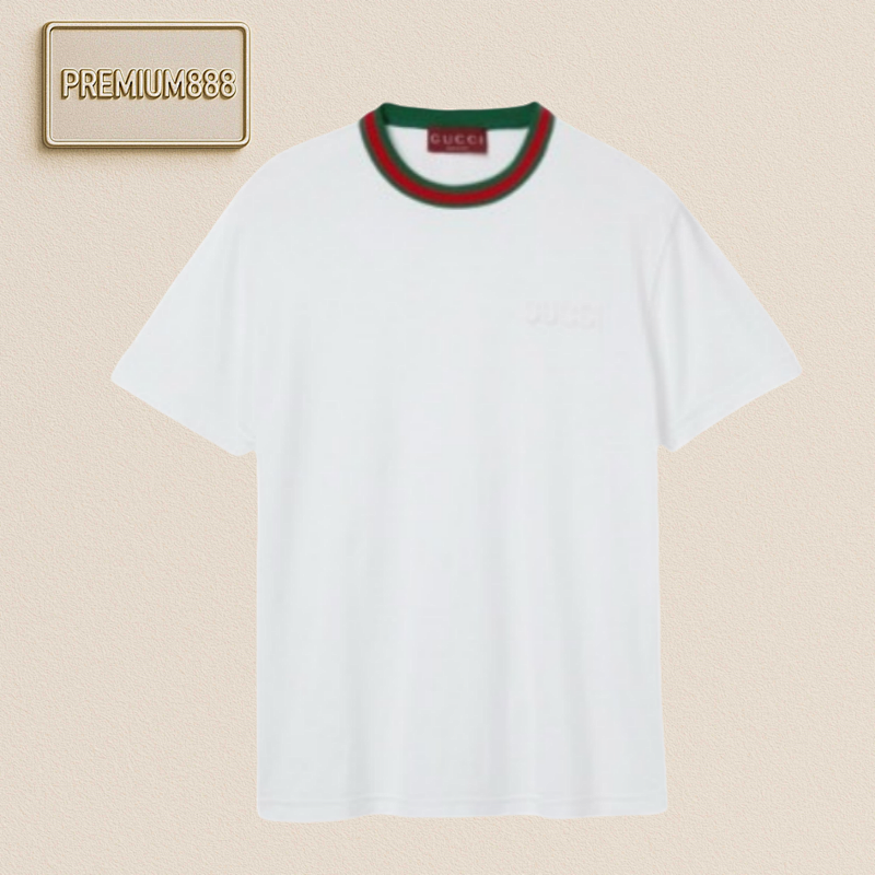 Gu Cci Red And Green Round Neck Short Sleeves