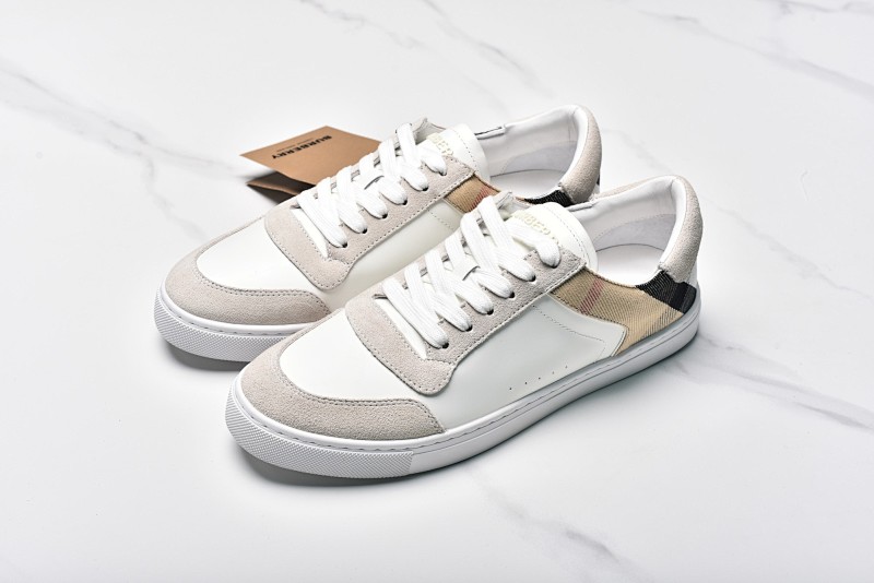 Burberry House Check Suede Leather Low-top White-brown