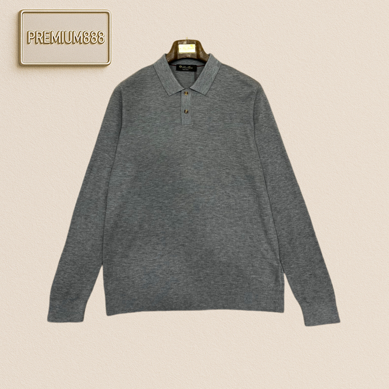Loro Piana Loopy Casual Long-Sleeved Knit Polo Shirt