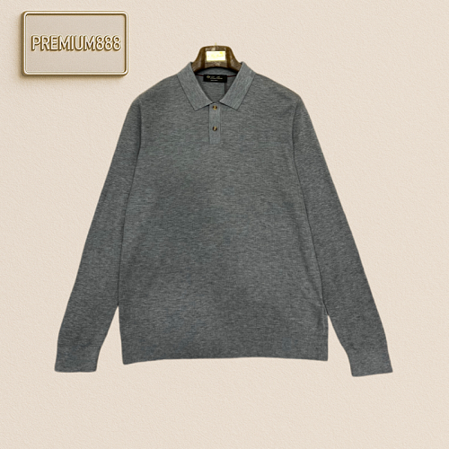 Loro Piana Loopy Casual Long-Sleeved Knit Polo Shirt