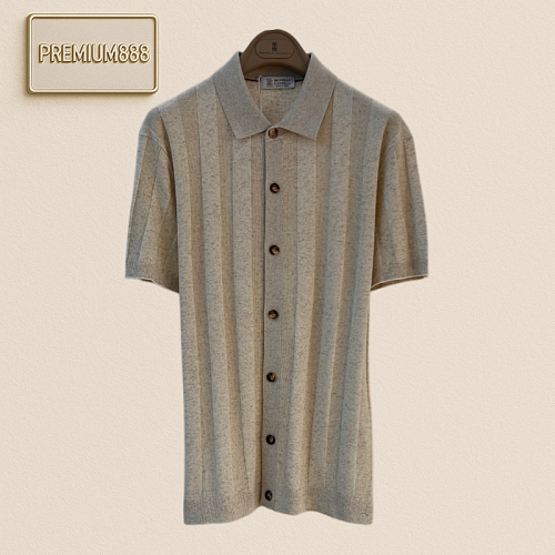Brunello Cucinelli Pure Color Vertical Holes Polo Shirt