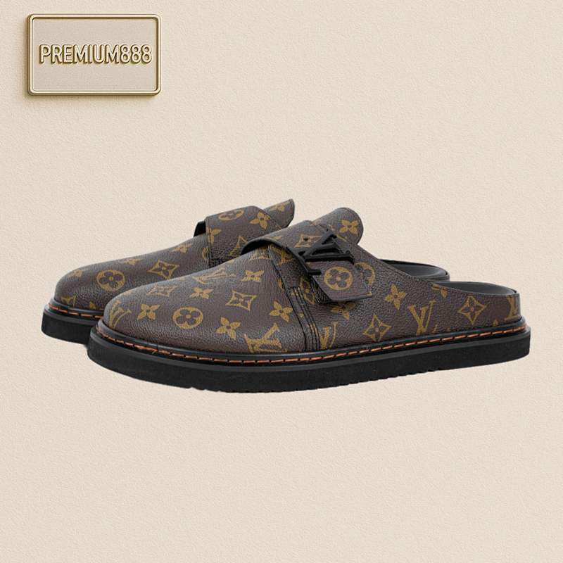 Louis Vuitton Easy LV Leather Paneled Boken Half-toe Slipper Sandals