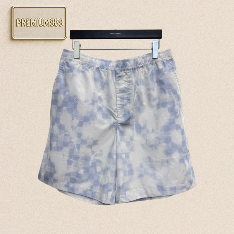 1v Louis Cloud Collection Pixelated Checkered Print Shorts