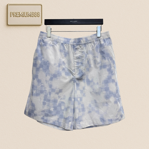 1v Louis Cloud Collection Pixelated Checkered Print Shorts