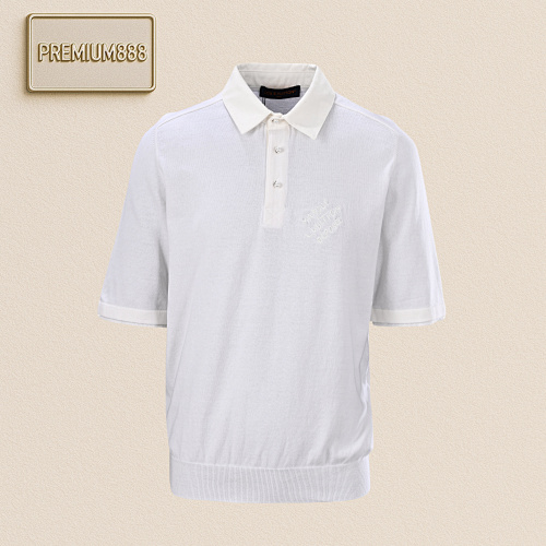 Louis Vuitton LV White Collar Patchwork Buttoned Short Sleeve Polo Shirt
