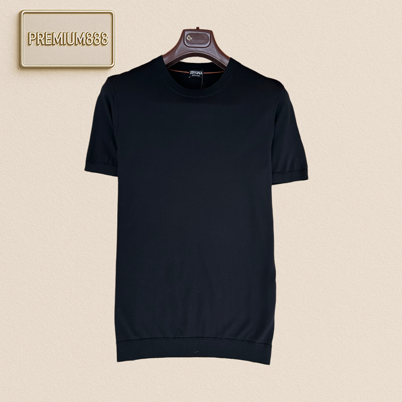 Zegna Classic Round-neck Solid-color Short-sleeved T-shirt