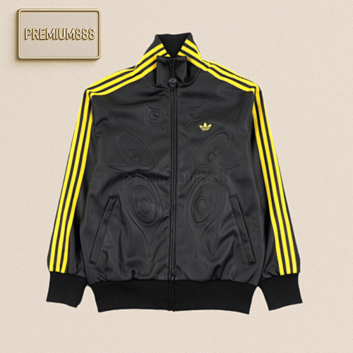 AD 25Fw Three-bar Embossed Faux Leather Jacket