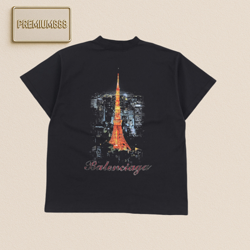 Balenciaga Balencia Ga Eiffel Tower Short Sleeves