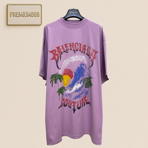 Balenciaga 26ss Beach Wave Gothic Letterprint Short-Sleeved T-Shirt