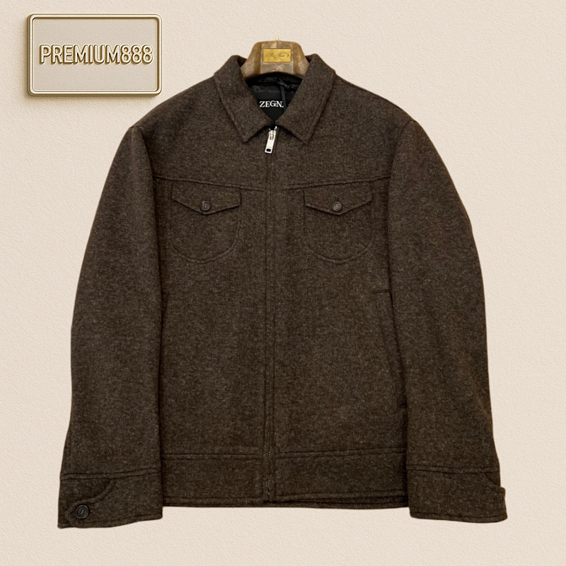 Zegna Jenia Wool Blend Buttoned Work Tweed Jacket