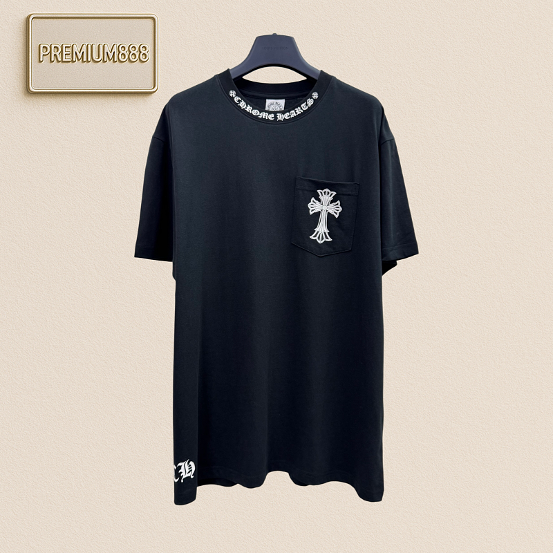 Chrome Hearts CH Crocin Vintage Double Drop Cross-Strap Short-Sleeved T-Shirt