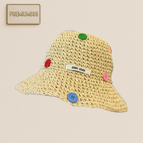 Miumiu New Hand-crocheted Straw Hat Sunshade Beach Hat Head Circumference 57cm