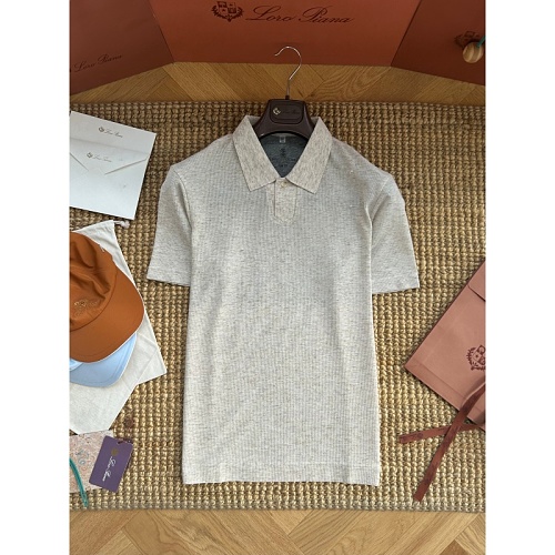 BC Brunello Collar Flared Silk Plain Color Short Sleeve Polo Shirt