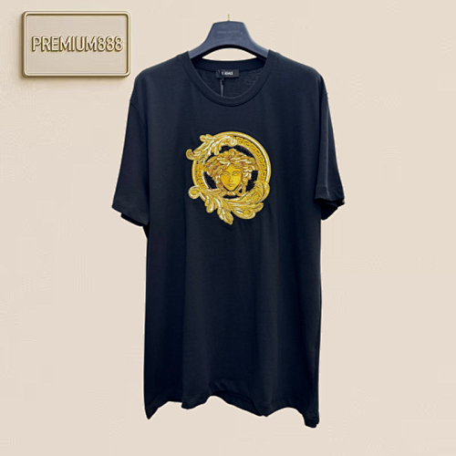 Versace Medusa Beaded Diamond-Set Embroidered Short-Sleeved T-Shirt