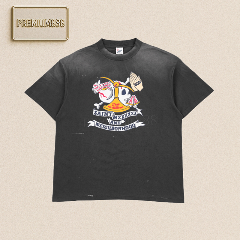 Saint Michael 25ss Skull Balance Print Short Sleeves