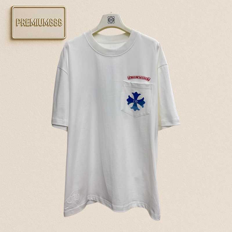 Chrome Hearts CH Crocin Lettered Jacquard Blue Gradient Print Short-Sleeved T-Shirt