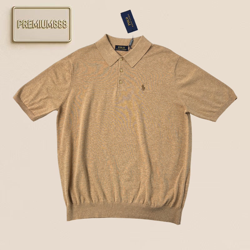 RL Two-color Precision Combed Cotton Knitted Polo Shirt Description