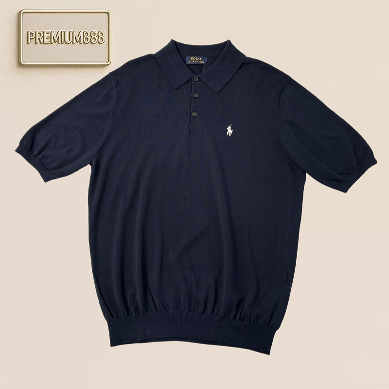 RL Two-color Precision Combed Cotton Knitted Polo Shirt Description