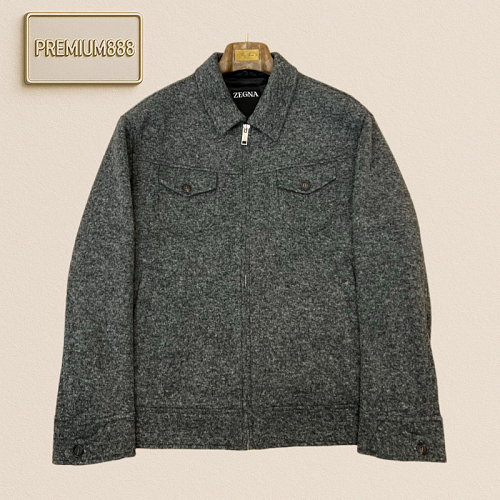 Zegna Jenia Wool Blend Buttoned Work Tweed Jacket