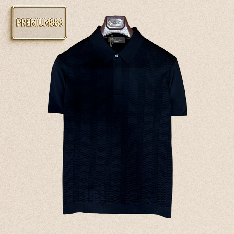 Loropiana Classic Texture Knit Polo Shirt