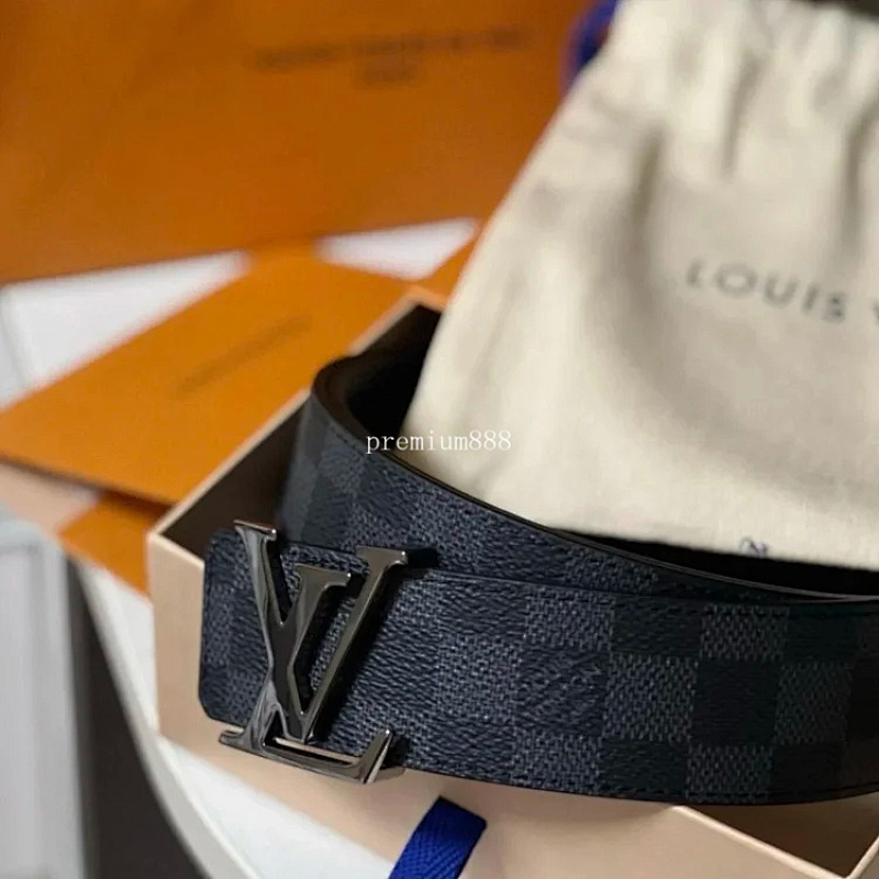Calfskin Grid Pattern Double-Sided Belt