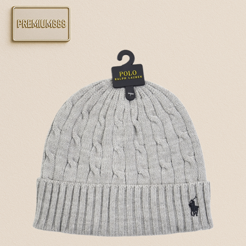 Ralph Lauren Flared Design Woolen Knitted Cap - Gray