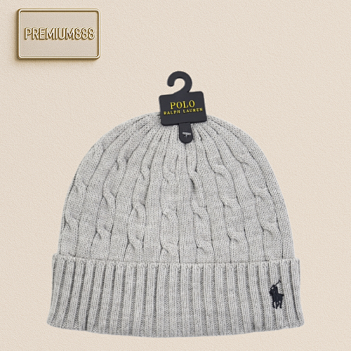 Ralph Lauren Flared Design Woolen Knitted Cap - Gray
