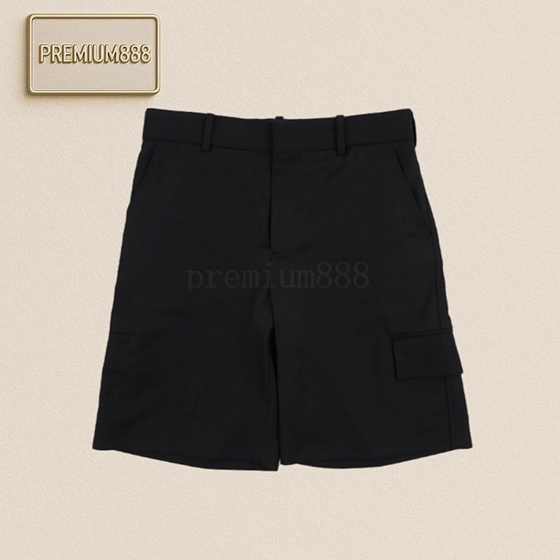 L V Wool Casual Shorts Black