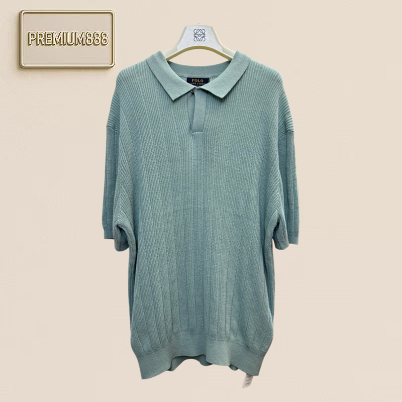 Polo Linen Stand-up Collar Knitted Polo Shirt Short Sleeves