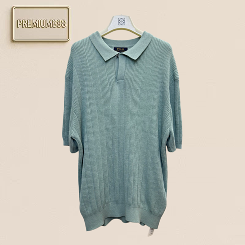 Polo Linen Stand-up Collar Knitted Polo Shirt Short Sleeves