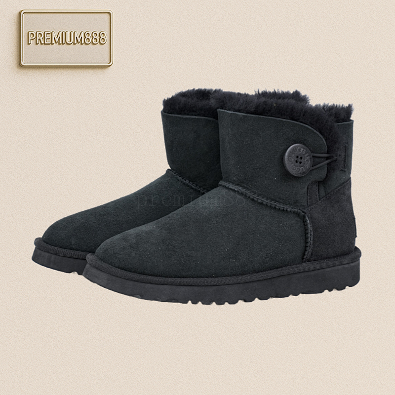 Ugg Bailey Mini Wooden Buckle Sheepskin All-in-one Snow Boots For Women