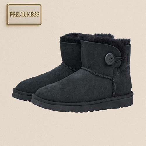 Ugg Bailey Mini Wooden Buckle Sheepskin All-in-one Snow Boots For Women