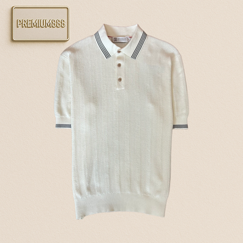 BC Brunello Contrasting Edge Patched Knit Polo Shirt