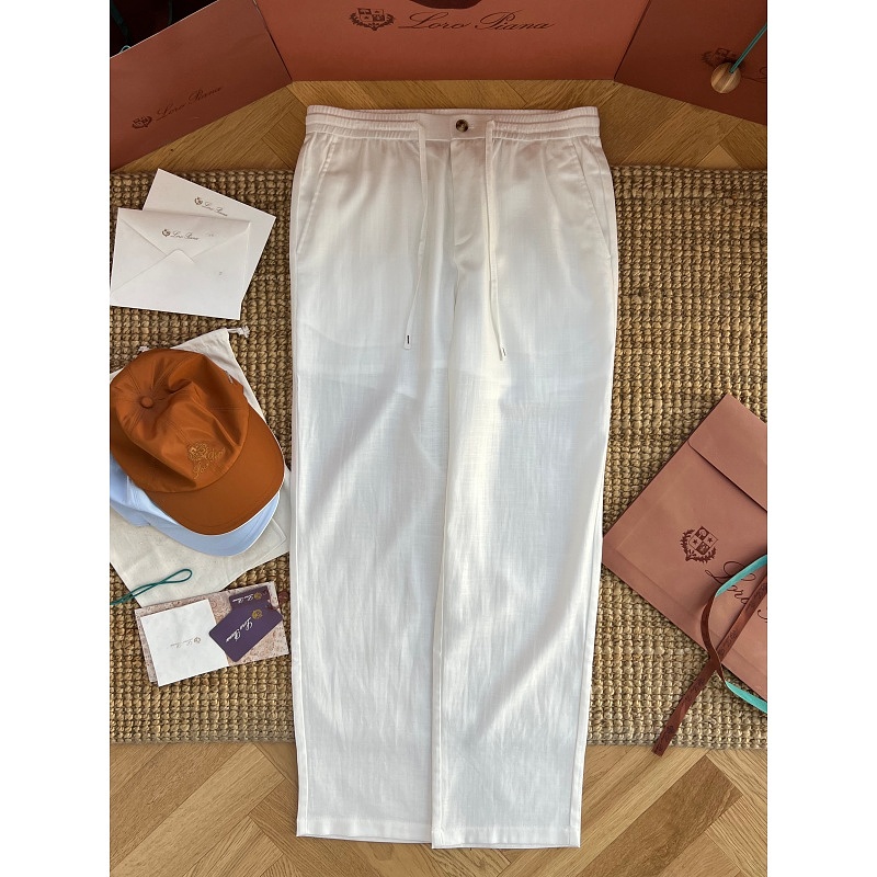 Zegna Jenia Elastic Waist Linen Drawstring Casual Pants