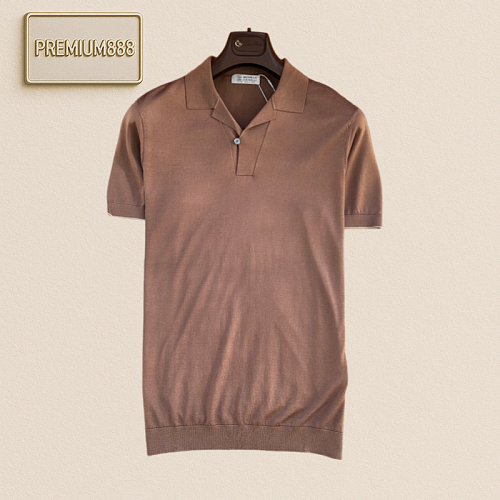 BC Brunello Simple Cuban Collar Casual Knitted Short-Sleeved Polo Shirt