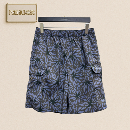 Prada Flower Digital Print Nylon Shorts