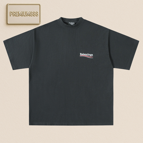 Balenciaga Blcg Paris Embroidered Wave Cola Label Washed Short Sleeve With Minor Damage