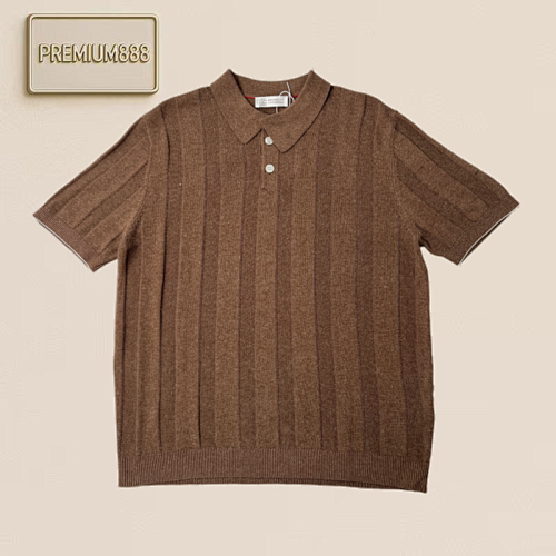 BC Two-color Linen Blend Striped Polo