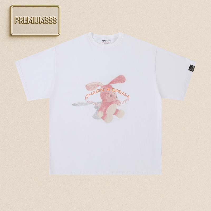 Martine Rose Glitter Bunny Cartoon Print Short Sleeves