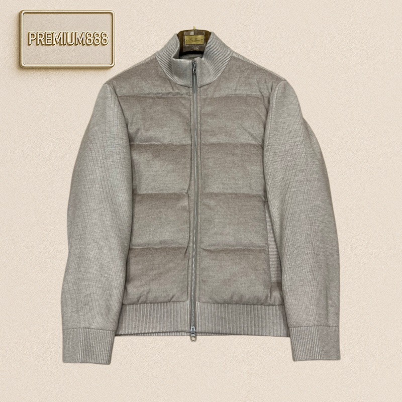 Loro Piana No. Yoo Pianya Wool Knitted Patch Front Collar Cotton Jacket