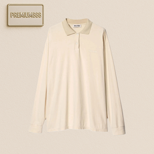 MiuMiu Beige Polo Shirt With Small Labels