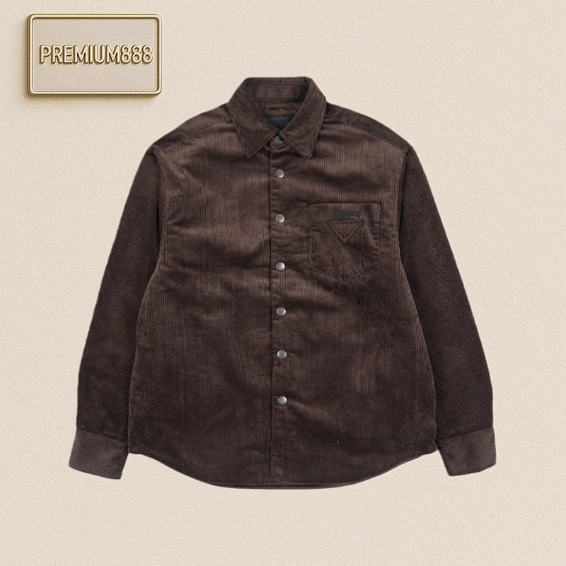 Prada Prd Corduroy Patch Cotton Coat