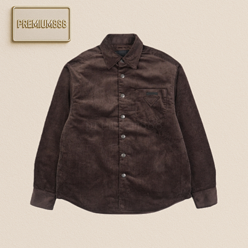 Prada Prd Corduroy Patch Cotton Coat