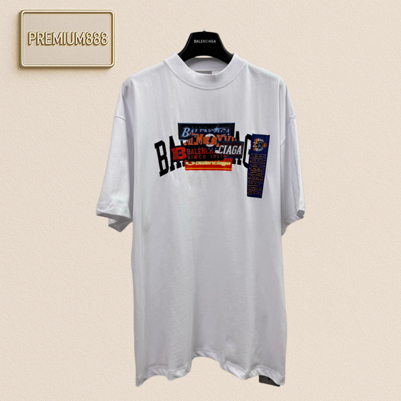 Balenciaga 26ss Bumper Stickers Embroidery T-shirt With Short Sleeves