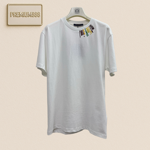 1v Louis Colorful Letter Embroidery Print Short-Sleeve T-Shirt