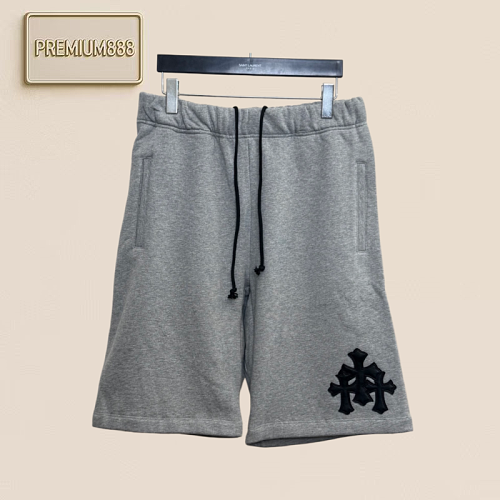 Chrome Hearts CH Crocin Black Cross Leather Casual Shorts