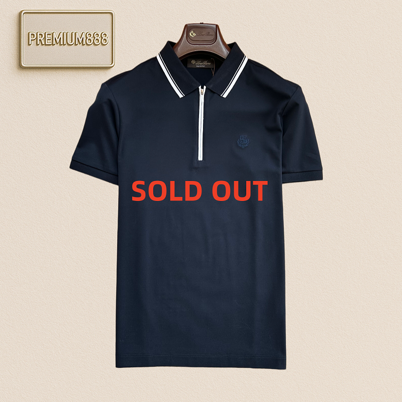 Loropiana Nooruiyan Color-Contrast Collar Half-Zip Polo Shirt